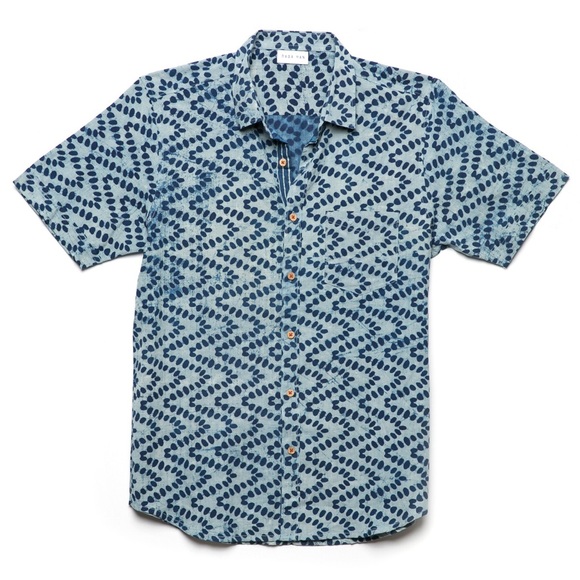 RAGA MAN Other - RAGA MAN Indigo blue cotton “zig zag dot” shirt